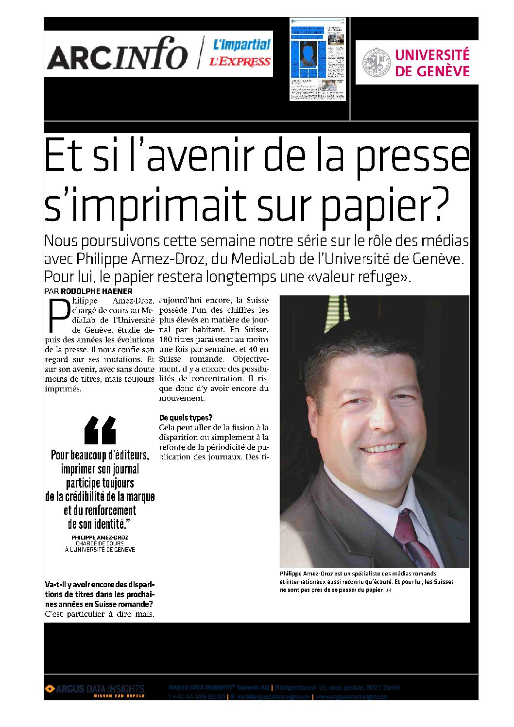 Article Arc Info du 6 novembre